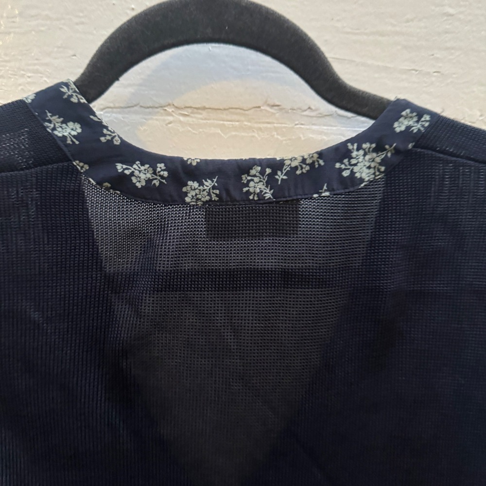 Istante Versace Sleeveless Top Navy Sheer Mesh Floral Trim Vintage 90s Italy - Picture 7 of 11